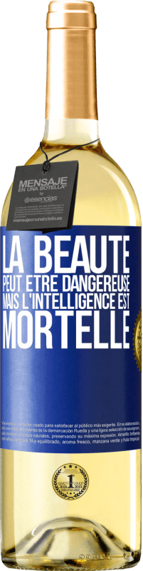 29,95 € Envoi gratuit | Vin blanc Édition WHITE La beauté peut être dangereuse, mais l'intelligence est mortelle Étiquette Bleue. Étiquette personnalisable Vin jeune Récolte 2024 Verdejo