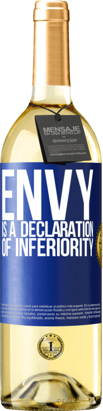 29,95 € Бесплатная доставка | Белое вино Издание WHITE Зависть - это декларация неполноценности Синяя метка. Настраиваемая этикетка Молодое вино Урожай 2023 Verdejo