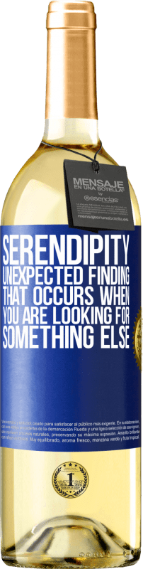 29,95 € Free Shipping | White Wine WHITE Edition Serendipity Unexpected finding that occurs when you are looking for something else Blue Label. Customizable label Young wine Harvest 2024 Verdejo