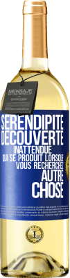 29,95 € Envoi gratuit | Vin blanc Édition WHITE Sérendipité. Découverte inattendue qui se produit lorsque vous recherchez autre chose Étiquette Bleue. Étiquette personnalisable Vin jeune Récolte 2024 Verdejo