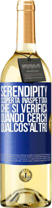29,95 € Spedizione Gratuita | Vino bianco Edizione WHITE Serendipity. Scoperta inaspettata che si verifica quando cerchi qualcos'altro Etichetta Blu. Etichetta personalizzabile Vino giovane Raccogliere 2023 Verdejo