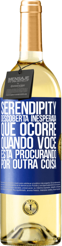 29,95 € Envio grátis | Vinho branco Edição WHITE Serendipity Descoberta inesperada que ocorre quando você está procurando por outra coisa Etiqueta Azul. Etiqueta personalizável Vinho jovem Colheita 2024 Verdejo