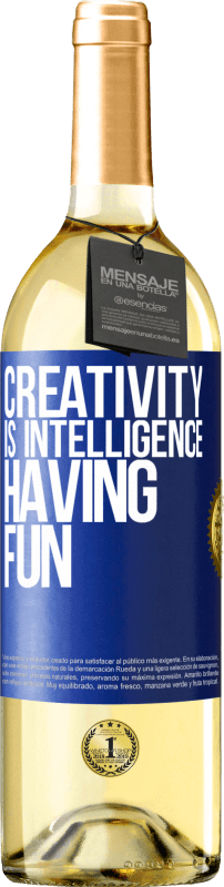29,95 € Бесплатная доставка | Белое вино Издание WHITE Творчество интеллект весело Синяя метка. Настраиваемая этикетка Молодое вино Урожай 2023 Verdejo
