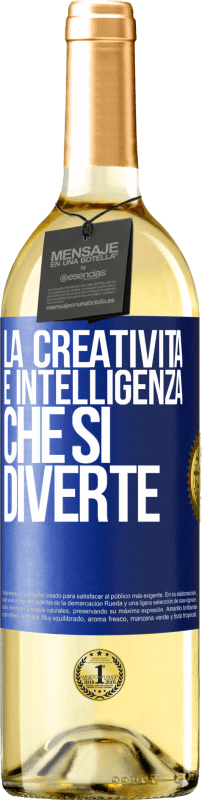 29,95 € Spedizione Gratuita | Vino bianco Edizione WHITE La creatività è intelligenza che si diverte Etichetta Blu. Etichetta personalizzabile Vino giovane Raccogliere 2024 Verdejo