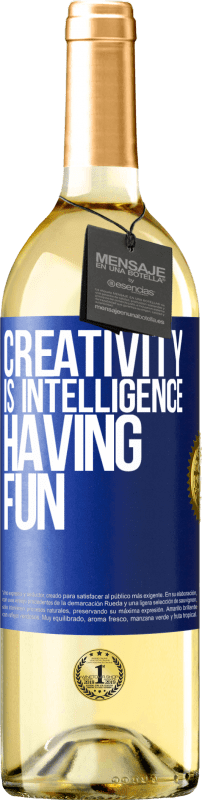 29,95 € Бесплатная доставка | Белое вино Издание WHITE Творчество - это ум, развлекающийся Синяя метка. Настраиваемая этикетка Молодое вино Урожай 2023 Verdejo