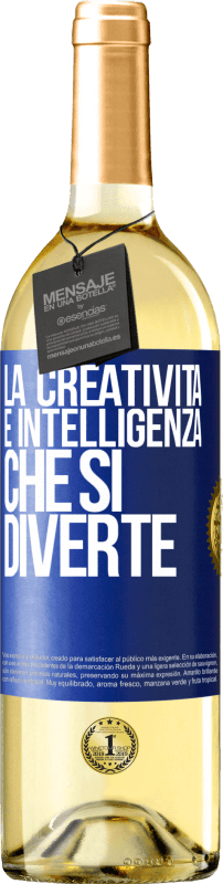 29,95 € Spedizione Gratuita | Vino bianco Edizione WHITE La creatività è intelligenza che si diverte Etichetta Blu. Etichetta personalizzabile Vino giovane Raccogliere 2024 Verdejo