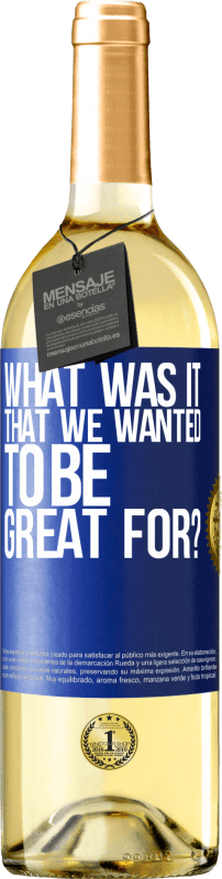 29,95 € Free Shipping | White Wine WHITE Edition what was it that we wanted to be great for? Blue Label. Customizable label Young wine Harvest 2024 Verdejo