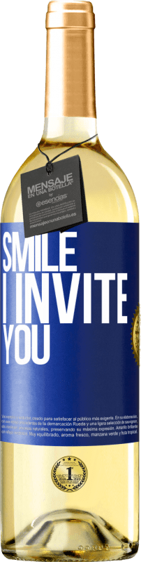 29,95 € Бесплатная доставка | Белое вино Издание WHITE Улыбнись, приглашаю Синяя метка. Настраиваемая этикетка Молодое вино Урожай 2023 Verdejo