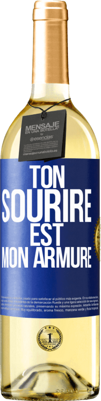 29,95 € Envoi gratuit | Vin blanc Édition WHITE Ton sourire est mon armure Étiquette Bleue. Étiquette personnalisable Vin jeune Récolte 2024 Verdejo