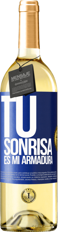 29,95 € Envío gratis | Vino Blanco Edición WHITE Tu sonrisa es mi armadura Etiqueta Azul. Etiqueta personalizable Vino joven Cosecha 2024 Verdejo