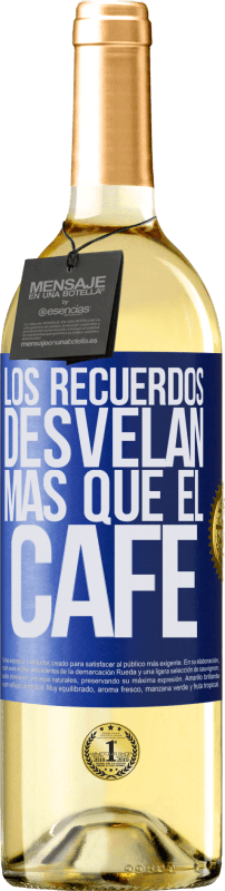 29,95 € Envío gratis | Vino Blanco Edición WHITE Los recuerdos desvelan más que el café Etiqueta Azul. Etiqueta personalizable Vino joven Cosecha 2024 Verdejo