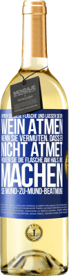 29,95 € Kostenloser Versand | Weißwein WHITE Ausgabe Öffnen Sie diese Flasche und lassen Sie den Wein atmen. Wenn Sie vermuten, dass er nicht atmet, packen Sie die Flasche am Hals u Blaue Markierung. Anpassbares Etikett Junger Wein Ernte 2024 Verdejo