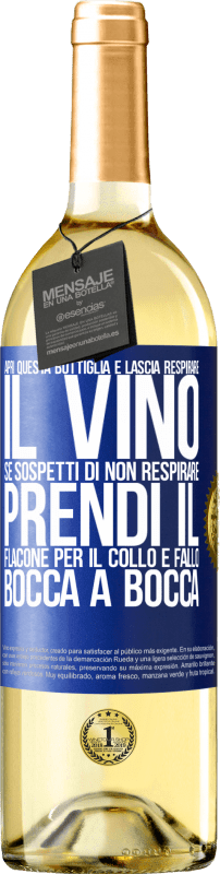 29,95 € Spedizione Gratuita | Vino bianco Edizione WHITE Apri questa bottiglia e lascia respirare il vino. Se sospetti di non respirare, prendi il flacone per il collo e fallo bocca Etichetta Blu. Etichetta personalizzabile Vino giovane Raccogliere 2024 Verdejo