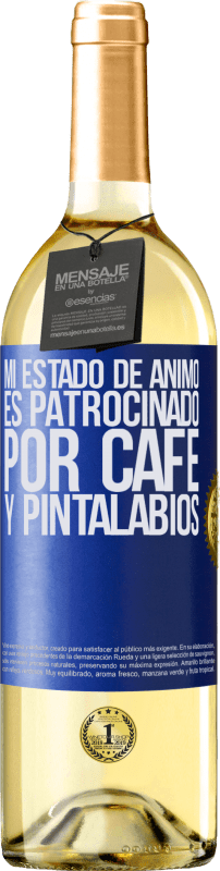 29,95 € Envío gratis | Vino Blanco Edición WHITE Mi estado de ánimo es patrocinado por café y pintalabios Etiqueta Azul. Etiqueta personalizable Vino joven Cosecha 2023 Verdejo