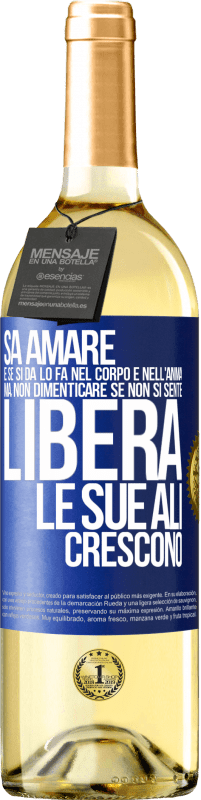 29,95 € Spedizione Gratuita | Vino bianco Edizione WHITE Sa amare, e se si dona, lo fa nel corpo e nell'anima. Ma, non dimenticare, se non ti senti libero, le tue ali crescono Etichetta Blu. Etichetta personalizzabile Vino giovane Raccogliere 2025 Verdejo