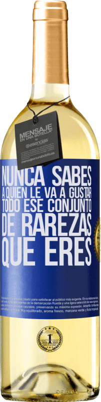 29,95 € Envío gratis | Vino Blanco Edición WHITE Nunca sabes a quien le va a gustar todo ese conjunto de rarezas que eres Etiqueta Azul. Etiqueta personalizable Vino joven Cosecha 2024 Verdejo