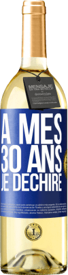 29,95 € Envoi gratuit | Vin blanc Édition WHITE À mes 30 ans je déchire Étiquette Bleue. Étiquette personnalisable Vin jeune Récolte 2023 Verdejo