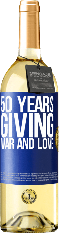 29,95 € Free Shipping | White Wine WHITE Edition 50 years giving war and love Blue Label. Customizable label Young wine Harvest 2024 Verdejo