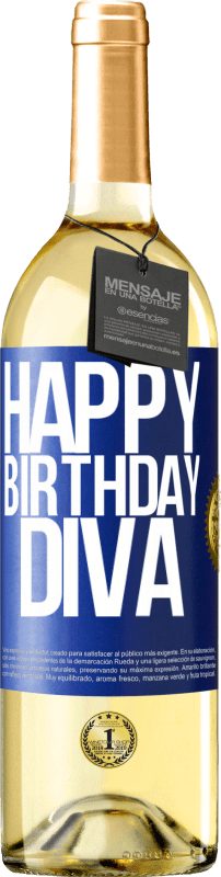 29,95 € Free Shipping | White Wine WHITE Edition Happy birthday Diva Blue Label. Customizable label Young wine Harvest 2023 Verdejo