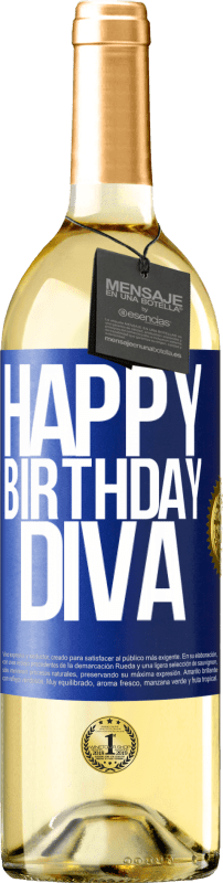 29,95 € Free Shipping | White Wine WHITE Edition Happy birthday Diva Blue Label. Customizable label Young wine Harvest 2024 Verdejo