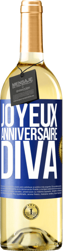 29,95 € Envoi gratuit | Vin blanc Édition WHITE Joyeux anniversaire, Diva Étiquette Bleue. Étiquette personnalisable Vin jeune Récolte 2023 Verdejo