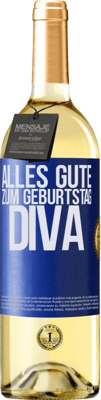 29,95 € Kostenloser Versand | Weißwein WHITE Ausgabe Alles Gute zum Geburtstag Diva Blaue Markierung. Anpassbares Etikett Junger Wein Ernte 2023 Verdejo