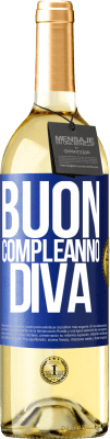 29,95 € Spedizione Gratuita | Vino bianco Edizione WHITE Buon compleanno Diva Etichetta Blu. Etichetta personalizzabile Vino giovane Raccogliere 2024 Verdejo