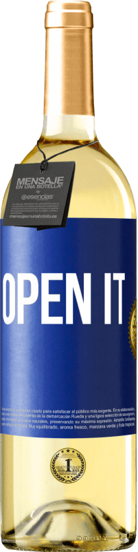 29,95 € Free Shipping | White Wine WHITE Edition Open it Blue Label. Customizable label Young wine Harvest 2025 Verdejo