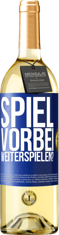 29,95 € Kostenloser Versand | Weißwein WHITE Ausgabe SPIEL VORBEI. Weiterspielen? Blaue Markierung. Anpassbares Etikett Junger Wein Ernte 2023 Verdejo