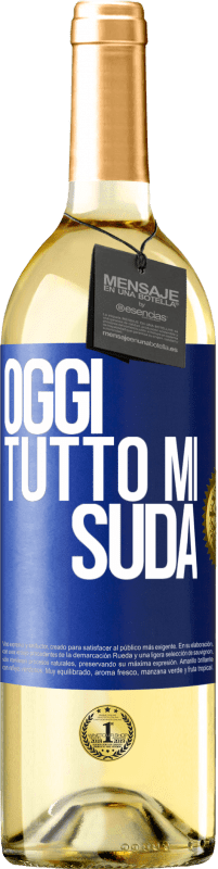 29,95 € Spedizione Gratuita | Vino bianco Edizione WHITE Oggi tutto mi suda Etichetta Blu. Etichetta personalizzabile Vino giovane Raccogliere 2023 Verdejo