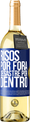 29,95 € Envio grátis | Vinho branco Edição WHITE Risos por fora, desastre por dentro Etiqueta Azul. Etiqueta personalizável Vinho jovem Colheita 2023 Verdejo