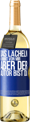 29,95 € Kostenloser Versand | Weißwein WHITE Ausgabe Das Lächeln kommt von mir, aber der Autor bist du Blaue Markierung. Anpassbares Etikett Junger Wein Ernte 2023 Verdejo