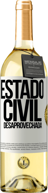 29,95 € Envío gratis | Vino Blanco Edición WHITE Estado civil: desaprovechada Etiqueta Blanca. Etiqueta personalizable Vino joven Cosecha 2023 Verdejo