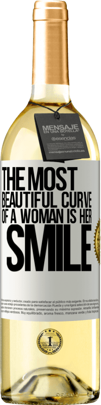 29,95 € Бесплатная доставка | Белое вино Издание WHITE Самая красивая кривая женщины - это ее улыбка Белая этикетка. Настраиваемая этикетка Молодое вино Урожай 2023 Verdejo