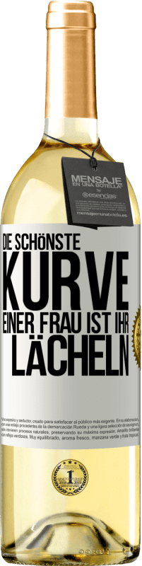 29,95 € Kostenloser Versand | Weißwein WHITE Ausgabe Die schönste Kurve einer Frau ist ihr Lächeln Weißes Etikett. Anpassbares Etikett Junger Wein Ernte 2024 Verdejo