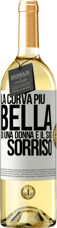 29,95 € Spedizione Gratuita | Vino bianco Edizione WHITE La curva più bella di una donna è il suo sorriso Etichetta Bianca. Etichetta personalizzabile Vino giovane Raccogliere 2024 Verdejo