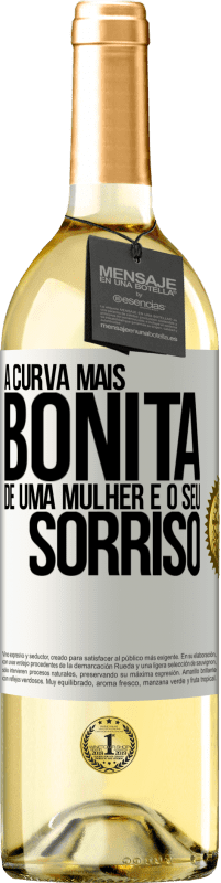 29,95 € Envio grátis | Vinho branco Edição WHITE A curva mais bonita de uma mulher é o seu sorriso Etiqueta Branca. Etiqueta personalizável Vinho jovem Colheita 2024 Verdejo