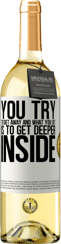29,95 € 免费送货 | 白葡萄酒 WHITE版 你试图逃脱，而你获得的却是进入更深的内在 白标. 可自定义的标签 青年酒 收成 2025 Verdejo