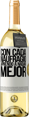 29,95 € Envío gratis | Vino Blanco Edición WHITE Con cada naufragio aprendo a nadar mejor Etiqueta Blanca. Etiqueta personalizable Vino joven Cosecha 2023 Verdejo