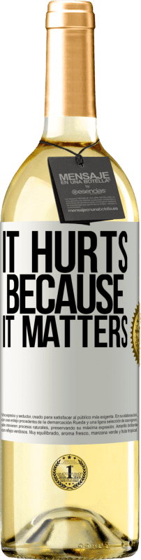 29,95 € Бесплатная доставка | Белое вино Издание WHITE Больно, потому что это важно Белая этикетка. Настраиваемая этикетка Молодое вино Урожай 2023 Verdejo