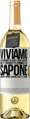 29,95 € Spedizione Gratuita | Vino bianco Edizione WHITE Viviamo in un mondo in cui il cibo contiene molti prodotti chimici e un sapone contiene farina d'avena, miele e vitamine Etichetta Bianca. Etichetta personalizzabile Vino giovane Raccogliere 2025 Verdejo