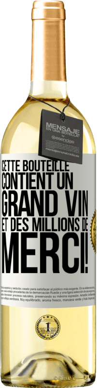 29,95 € Envoi gratuit | Vin blanc Édition WHITE Cette bouteille contient un grand vin et des millions de MERCI! Étiquette Blanche. Étiquette personnalisable Vin jeune Récolte 2023 Verdejo