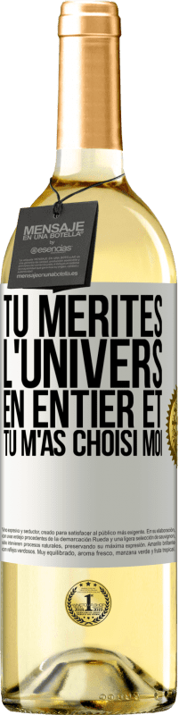 29,95 € Envoi gratuit | Vin blanc Édition WHITE Tu mérites l'univers en entier et tu m'as choisi moi Étiquette Blanche. Étiquette personnalisable Vin jeune Récolte 2024 Verdejo