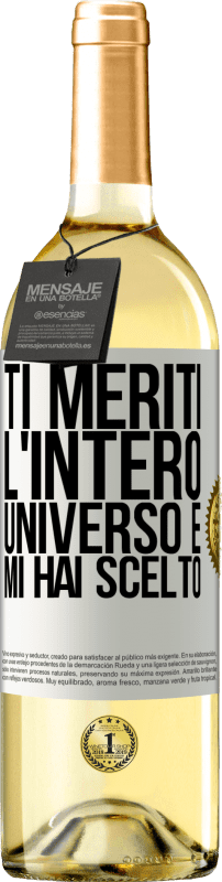 29,95 € Spedizione Gratuita | Vino bianco Edizione WHITE Ti meriti l'intero universo e mi hai scelto Etichetta Bianca. Etichetta personalizzabile Vino giovane Raccogliere 2024 Verdejo