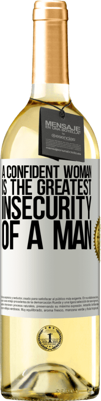 29,95 € 送料無料 | 白ワイン WHITEエディション 自信のある女性は男性の最大の不安です ホワイトラベル. カスタマイズ可能なラベル 若いワイン 収穫 2023 Verdejo