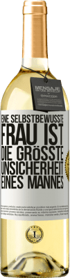 29,95 € Kostenloser Versand | Weißwein WHITE Ausgabe Eine selbstbewusste Frau ist die größte Unsicherheit eines Mannes Weißes Etikett. Anpassbares Etikett Junger Wein Ernte 2024 Verdejo