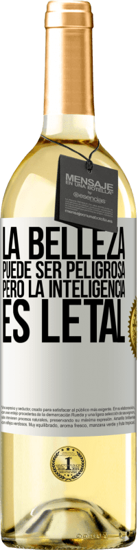 29,95 € Envío gratis | Vino Blanco Edición WHITE La belleza puede ser peligrosa, pero la inteligencia es letal Etiqueta Blanca. Etiqueta personalizable Vino joven Cosecha 2023 Verdejo