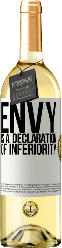 29,95 € Free Shipping | White Wine WHITE Edition Envy is a declaration of inferiority White Label. Customizable label Young wine Harvest 2023 Verdejo