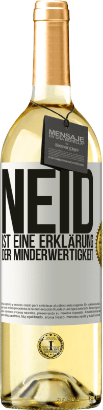 29,95 € Kostenloser Versand | Weißwein WHITE Ausgabe Neid ist eine Erklärung der Minderwertigkeit Weißes Etikett. Anpassbares Etikett Junger Wein Ernte 2024 Verdejo