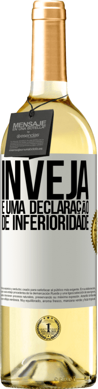 29,95 € Envio grátis | Vinho branco Edição WHITE Inveja é uma declaração de inferioridade Etiqueta Branca. Etiqueta personalizável Vinho jovem Colheita 2024 Verdejo